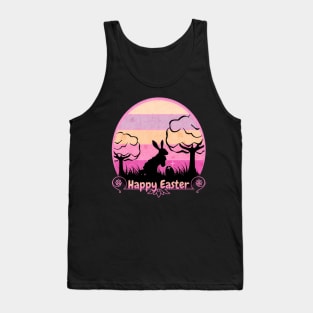 Happy Easter Bunny Retro Sunset Badge Lovely Lilac Edition Tank Top